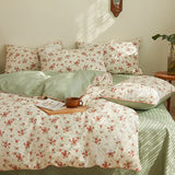 elvesmall Lace Style Bedding Set Pure Cotton Bed Sheets Set Girls Room Bedclothes Skin-friendly Duvet Cover Set for Home