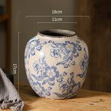 elvesmall Blue and White Porcelain Vases Flower Arrangements Living Room Decorations Chinese Style Ceramic Home Decoration Retro Porcelain