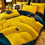 elvesmall Luxury Milk Velvet Ultra-thick Warm Bedding Set for Winter Warmth Skin-friendly Duvet Cover Set King Antistatic Quilt Cover Sets