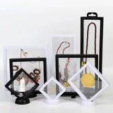 elvesmall 5/10PCS Jewelry Storage Box 3D Packaging Case Gemstone Floating Frame Membrane Ring Coin Display Case Necklace Display Holder