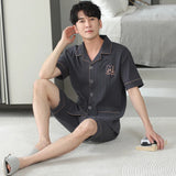 elvesmall  M-4XL Plus Size High Quality Men Pyjamas Summer Thin Short Sleeved Pure Cotton Sleepwear Set Teenagers Home Clothes Male Pajamas
