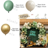 elvesmall  Retro Green Balloon Garland Arch Kit Wedding Birthday Balloons Decoration Party White Balloons For Baby Shower Decor Supplies
