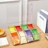 elvesmall Plastic Tea Bag Storage Box Stackable Transparent with Lid Storage Container Acrylic Organizer Coffee