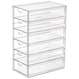 elvesmall  Drawer Type Desktop Organizer Multi-functional Sundries Storage Box Clear Container for Pen Jewelry Makeup Plastic