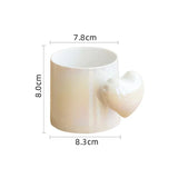 elvesmall  -  Nordic Ceramic Cup Coffee Mugs Heart Handrip Design Drinking Water Korean Style Couple Cup Gift 300ml Water Bottle