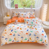 elvesmall Orange Pumpkin Duvet Cover Cartoon Style Bedding Set for Kids Girls Soft Microfiber Reversible Comforter Cover with 2 Pillowcase