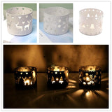 elvesmall 1pcs Perforated Iron Candlestick Vintage Christmas Candle Holder Iron Hollow Snowflake Tree Deer Home Party Candle Stand Table