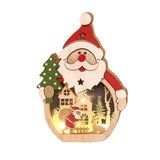 elvesmall  LED Luminous Santa Claus Snowman Wooden Ornament Christmas Decorations Xmas Desktop Glowing Gift Home Decoration Party Supplies