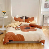 elvesmall -  Simple Flower 100% Slub Cotton Bedding Set King High-end Comfortable Air-Permeable Duvet Cover Set Cotton Comforter Bedding Sets