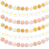 elvesmall Daisy Banner Boho Daisy Flower Paper Garlands Hanging Hippie Party Banners Two Groovy Birthday Baby Shower 60s 70s Party Decor