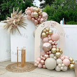 elvesmall Metal Rose Pink Balloon Garland Arch Kit Boho Sand White Wedding Birthday Party Balloons Gender Reveal Baby Shower Decorations