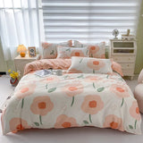 elvesmall Floral Print Brushed Home Bedding Set Simple Fresh Comfortable Duvet Cover Set with Sheet Comforter Covers Pillowcases Bed Linen