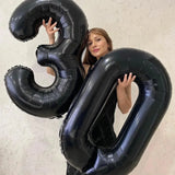 elvesmall 2pcs 40inch Huge Black Number Foil Balloons Birthday Party Decorations Adult Kids 10 11 12 15 20 25 30 45 50 60 Year Old Supplie