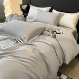 elvesmall  Embroidery 100% Lyocell Fiber Duvet Cover Set 220x240 High End Skin Friendly King Size Bedding Set Luxury Soft Pink Bedding Sets