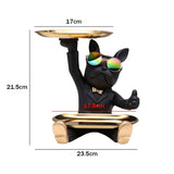 elvesmall  Bulldog Cool Sculpture Dog Ornament Butler Storage Box with Tray Nordic Table Decoration Resin Animal Sculpture Coin Piggy Bank