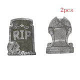 elvesmall 4pcs Horror Skull Foam Fake Tombstone Halloween Outdoor Ornaments Happy Halloween Party Decoration Props Haunted House Decors