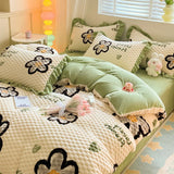 elvesmall Winter Cartoon Plush Warm Duvet Cover Set with Sheet Pillowcase 4pcs Bedding Set Home Textiles Luxury Queen Size Bed Linens Set