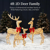 elvesmall 4ft 3-Piece 2D Lighted Christmas Deer Family Set, Large Outdoor Yard Reindeer Holiday Decoration with 175 LED Lights