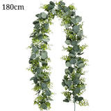 elvesmall Artificial Eucalyptus Garland Fake Fruit Silk Vines Green Rattan Plants Wreath for Wall Room Garden Home Wedding Christmas Decor