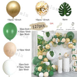 elvesmall Jungle Safari Green Balloon Garland Arch Kit Kids Birthday Party Supplies Deer Pattern Gold Latex Ballons Baby Shower Decoration