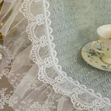 elvesmall  1PC Romantic Luxury Green Ruffled Sheer Curtain for Living Room Lace Thickened Voile Drape Window Home Decoration #E