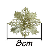 elvesmall (10pcs) Artificial Christmas Tree Flower Glitter Decorations Xmas Ornaments New Year Gift