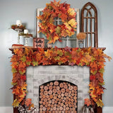 elvesmall 2M Artificial Fall Maple Leaf Garland Fake Plants Autumn Decor Leaves Vine for Thanksgiving Halloween Festivals Wedding Decora