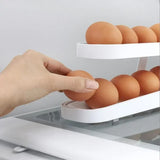 elvesmall Automatic Scrolling Egg Rack Holder Storage Box Egg Basket Container Organizer Rolldown Refrigerator Egg Dispenser For Kitchen