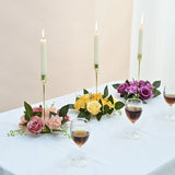 elvesmall 20CM Candlestick Garland Wreath Artificial Rose Candle Holder Flower Ring Home Party Wedding Table Decoration