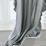 elvesmall White Ruffle Curtains for Dining Rooms, Cotton Linen Shabby Chic Trim, Privacy Sheer Drapes, Bedroom Canopy, Home Decorations,