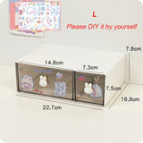 elvesmall Cute Desk Organizer Drawer With Sticker Kawaii Plastic Office Table Organizer Stationery Storage Box Container For Home School