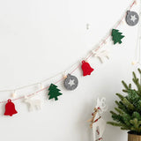 elvesmall 2.6M Christmas Wool Felt Hanging Flag Banner Letter Triangle Pendants Wall Stockings Gloves Bunting For Xmas Home Decoration