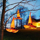 elvesmall  5 Colors Halloween Glowing Witch Hat Halloween Outdoor Hanging Glowing Witch Hat Light Operated For Yard Tree Decor Cosplay Prop