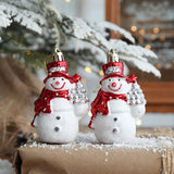 elvesmall 2pcs Christmas Tree Ornaments Snowman Crutch Elk Xmas Tree Pendant Christmas Decoration for Home New Year Gifts Kids Toys