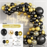 elvesmall Black Gold Balloon Garland Arch Kit Confetti Latex Ballon Birthday Party Decor Adult Graduation Baloon Wedding Decor Baby Shower