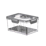 elvesmall  Vacuum Food Storage Container Transparent Fridge Organizer with Drain Net Large Capacity Food Dispenser for Kitchen Storage Box