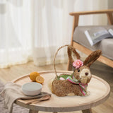 elvesmall  Artificial Straw Easter Rabbit Holiday Wedding Indoor Outdoor Festival Supplies Decoration Rabbit Doll Animal Model Filled Eggs