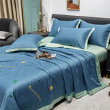 elvesmall  4pcs Satin Sheets Set Luxury Silky Satin Bedding Set with Deep Pocket, 1 Duvet cover+ 1 Flat Sheet + 2 Pillowcases