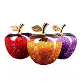 elvesmall European-style Crystal Glass Apple Ornaments Book Counter Top Decoration Luxury Christmas Crystal Glass Apple Home Decoration