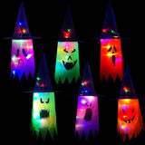 elvesmall LED Halloween Decoration Flashing Light Gypsophila Ghost Festival Dress Up Glowing Wizard Ghost Hat Lamp Decor Hanging Lantern