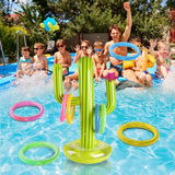 elvesmall Outdoor Swimming Pool accessories Inflatable Cactus Ring Toss Game Set Floating Pool Toys Beach Party Supplies Party Bar Travel