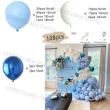 elvesmall Macaron Blue Balloon Garland Arch Kit Birthday Wedding Party White Grey Latex Gender Reveal Baby Shower Decoration Balloons