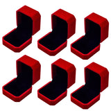 elvesmall 6PCS Square Red Velvet Ring Box Jewelry Case Storage Organizer Gift Earrings Packaging Box Portable Travel Wedding Wholesale