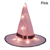 elvesmall  5 Colors Halloween Glowing Witch Hat Halloween Outdoor Hanging Glowing Witch Hat Light Operated For Yard Tree Decor Cosplay Prop