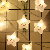 elvesmall  LED Star Lights Smile Star Night Lights String Lights Decoration Battery/USB Recharge Bedroom Decorations Gift Lamps for Kids