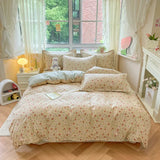 elvesmall Aesthetic Floral Duvet Cover Set Cozy Cotton Home Bedding Set Chic Botanical French Style Comforter Cover Breathable Lightweight