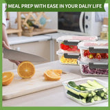 elvesmall Glass Food Storage Containers with Lids Airtight, Glass Meal Prep Container, Pantry Organizers and Storage, Glass Lunch Boxes