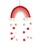elvesmall  Hand-woven Rainbow Clouds Hanging Decoration Colorful Pom Pom Felt Ball Tassel Wall Window Girls Baby Hanging Room Decoration
