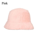 elvesmall Women Winter Outdoor Vacation Lady Panama Thickened Soft Warm Fishing Cap Faux Fur Rabbit Bucket Hat