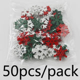 elvesmall (50 Pieces/pack) 23mm Christmas Snowflake Wood Chips Colorful Diverse New Year's Holiday Party Window Decoration Props Toys DIY